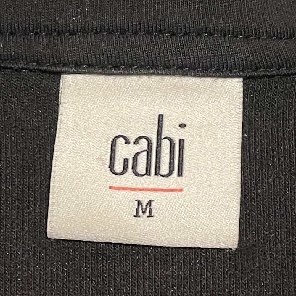 CAbi #3378 Sprint Jacket Medium Full Zip Stripe Curved Back Hem Pockets Black - Picture 9 of 12